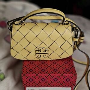 Tory Burch Britten Woven Mini Top Handle Purse